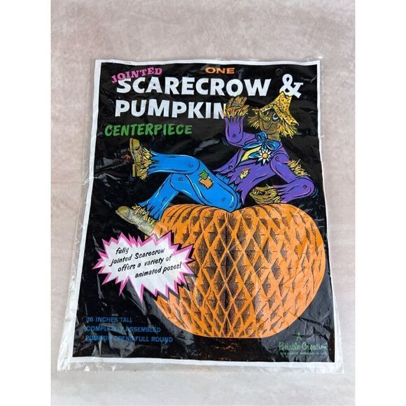 Vintage Halloween Die Cut Pumpkin Scarecrow - Picture 2 of 8